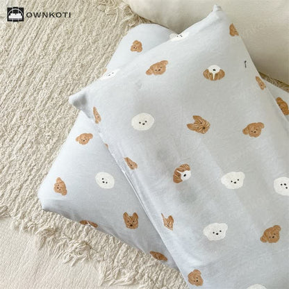 Cute Dog Cotton Duvet Cover with Comforter