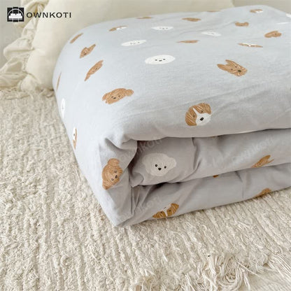 Cute Dog Cotton Duvet Cover with Comforter