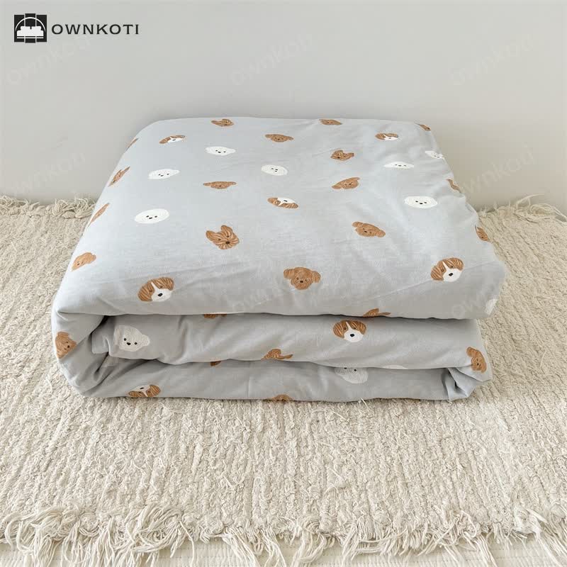 Cute Dog Cotton Duvet Cover with Comforter