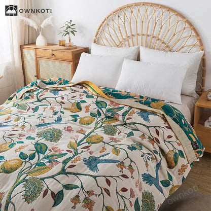 Reversible Pastoral Cotton Gauze Quilt