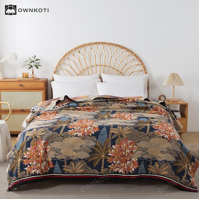 Cotton Gauze Tropical Jungle Comfy Quilt