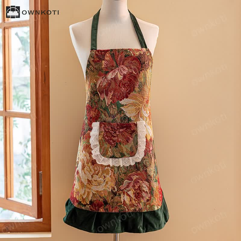 Elegant Floral Anti-oil Gardening Kitchen Apron