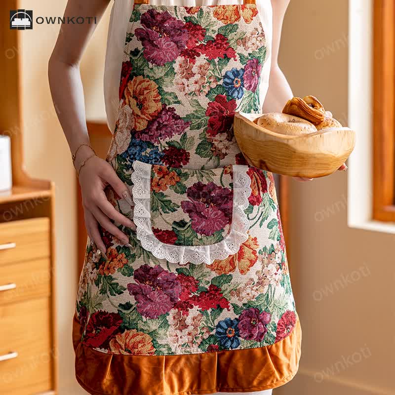 Elegant Floral Anti-oil Gardening Kitchen Apron