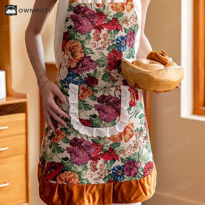 Elegant Floral Anti-oil Gardening Kitchen Apron