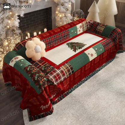 Vintage Christmas Chenille Functional Sofa Cover