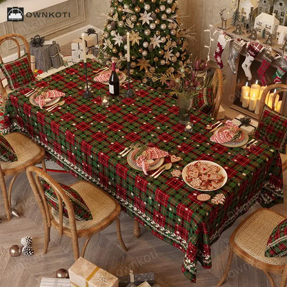 Chenille Christmas Plaid Theme Tablecloth