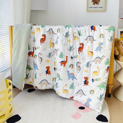 Cotton Dinosaur World Toddler Quilt