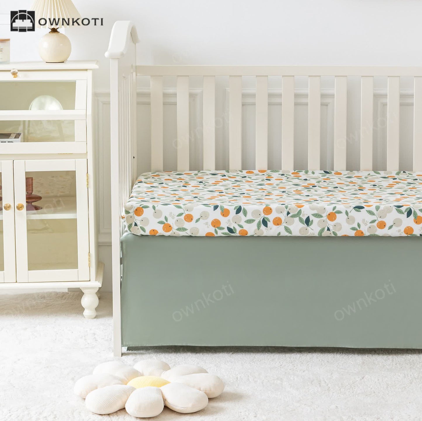 Cotton Pastoral Orange Crib Bedding Set(3PCS)