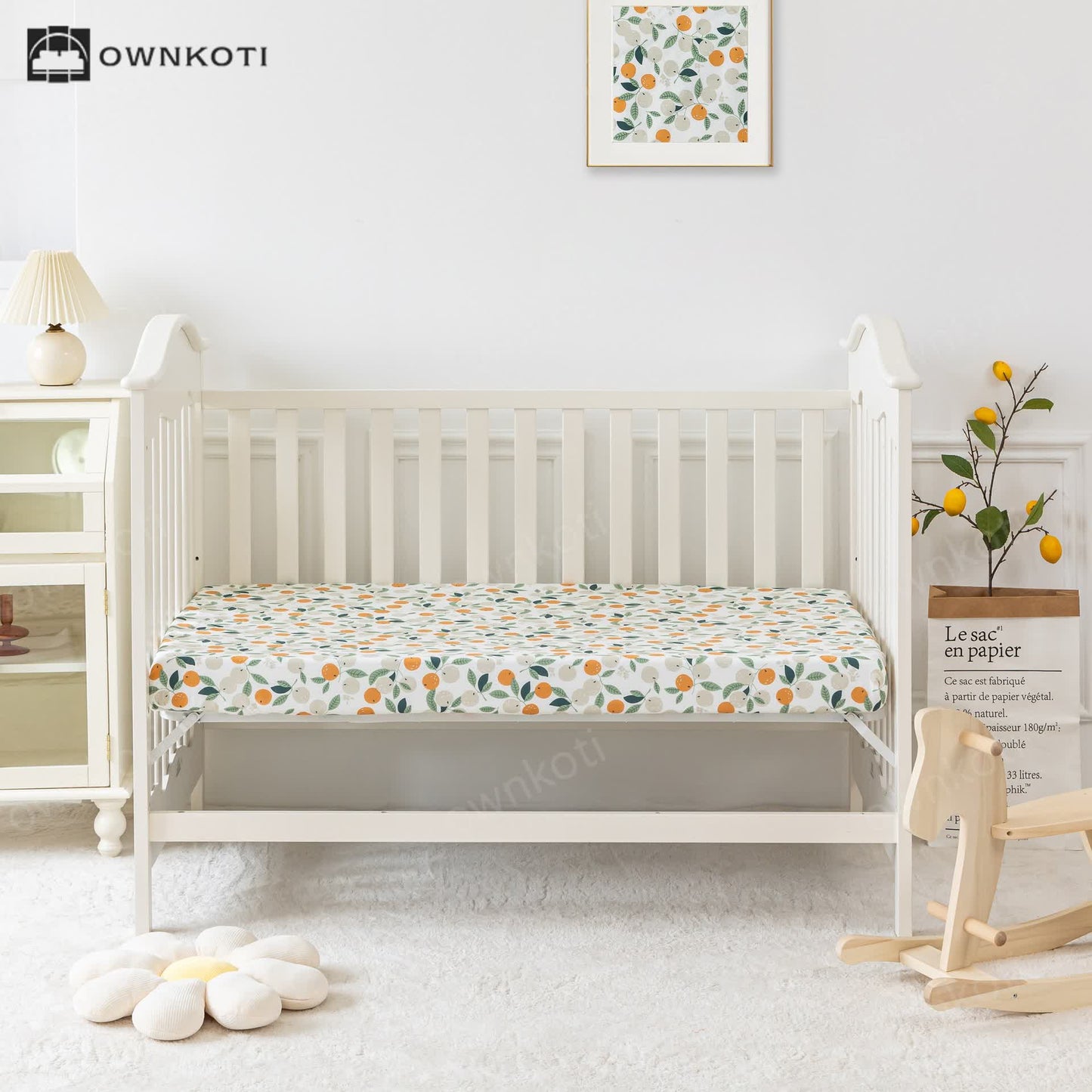 Cotton Pastoral Orange Crib Bedding Set(3PCS)