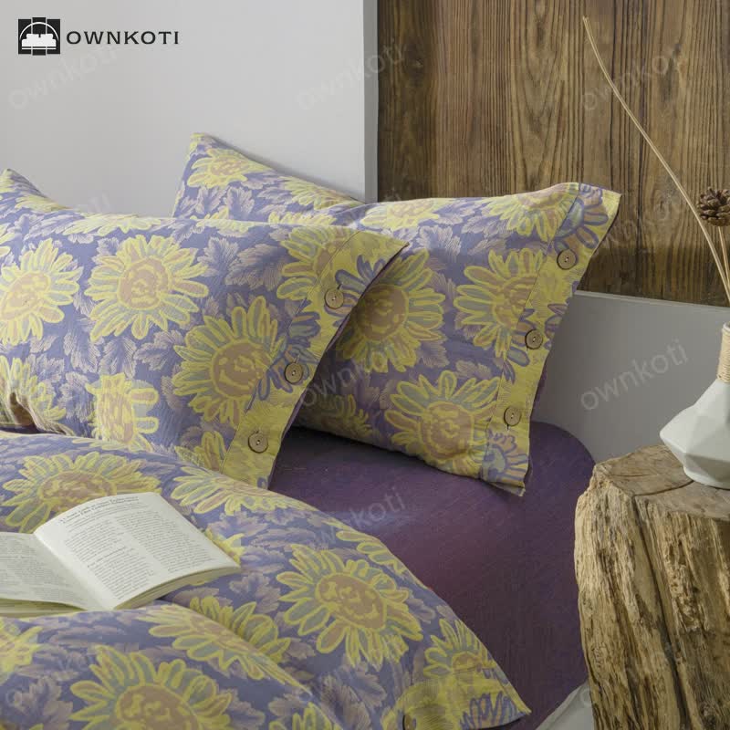 Jacquard Sunflower Cotton Gauze Bedding Set (4PCS)