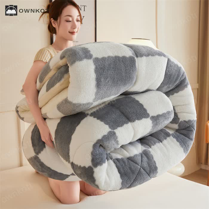 Checkerboard Fleece Blanket Winter Comforter