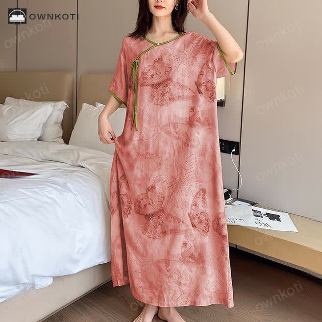 Plus Size Butterfly Breathable Long Nightgown