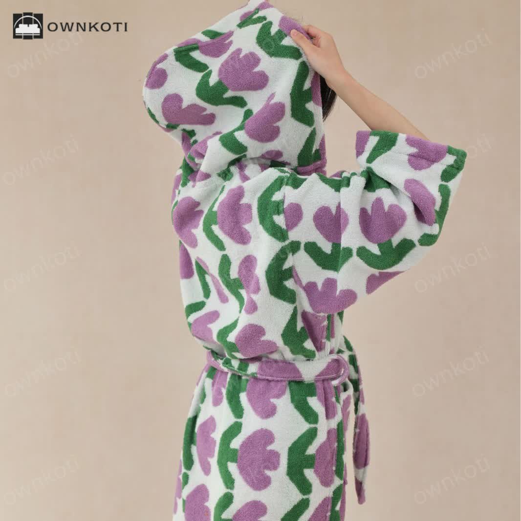 Pure Cotton Rural Tulip Hooded Bathrobe