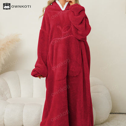 Jacquard Apple Flannel Hooded Nightgown