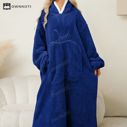 Jacquard Apple Flannel Hooded Nightgown