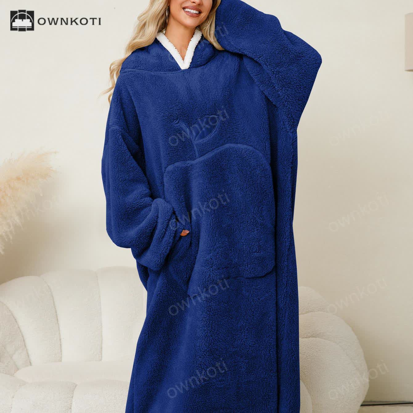 Jacquard Apple Flannel Hooded Nightgown