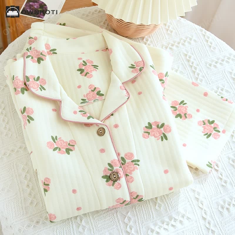 Three Layer Air Cotton Pastoral Pajama Set