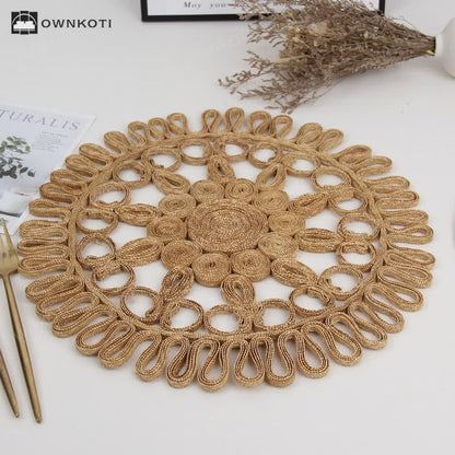 Simple Style Round Shape Straw Placemat