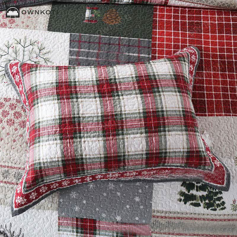 Christmas Patchwork Quilted Cotton Bedding Set(3PCS)