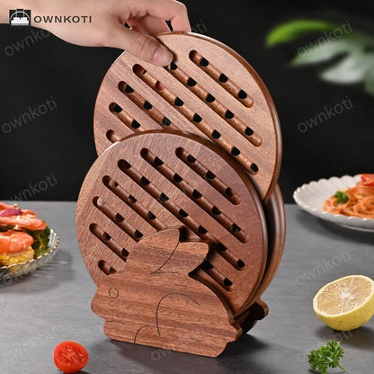 Ebony Rabbit-shaped Storage Rack Coaster