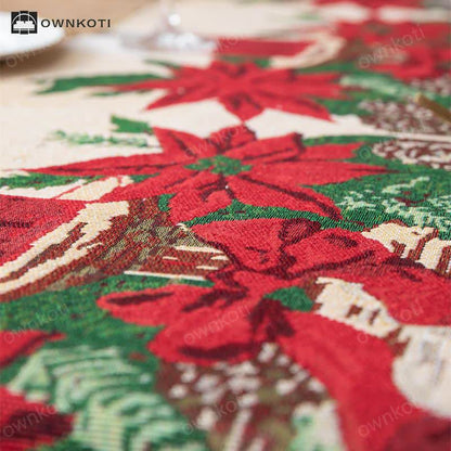 Jacquard Christmas Floral Table Runner