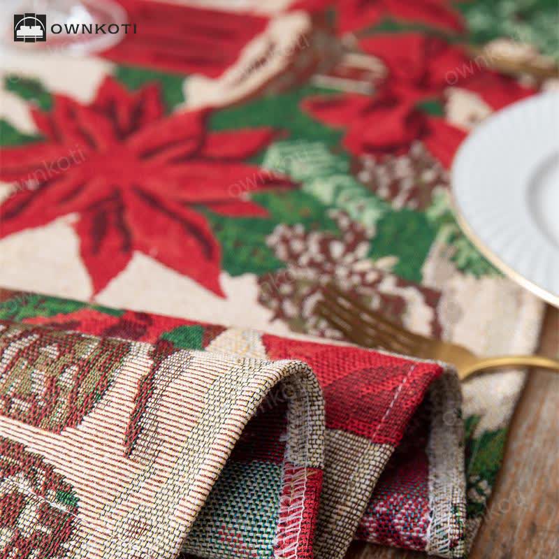 Jacquard Christmas Floral Table Runner