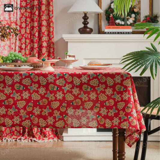 Christmas Festive Cotton Linen Tablecloth