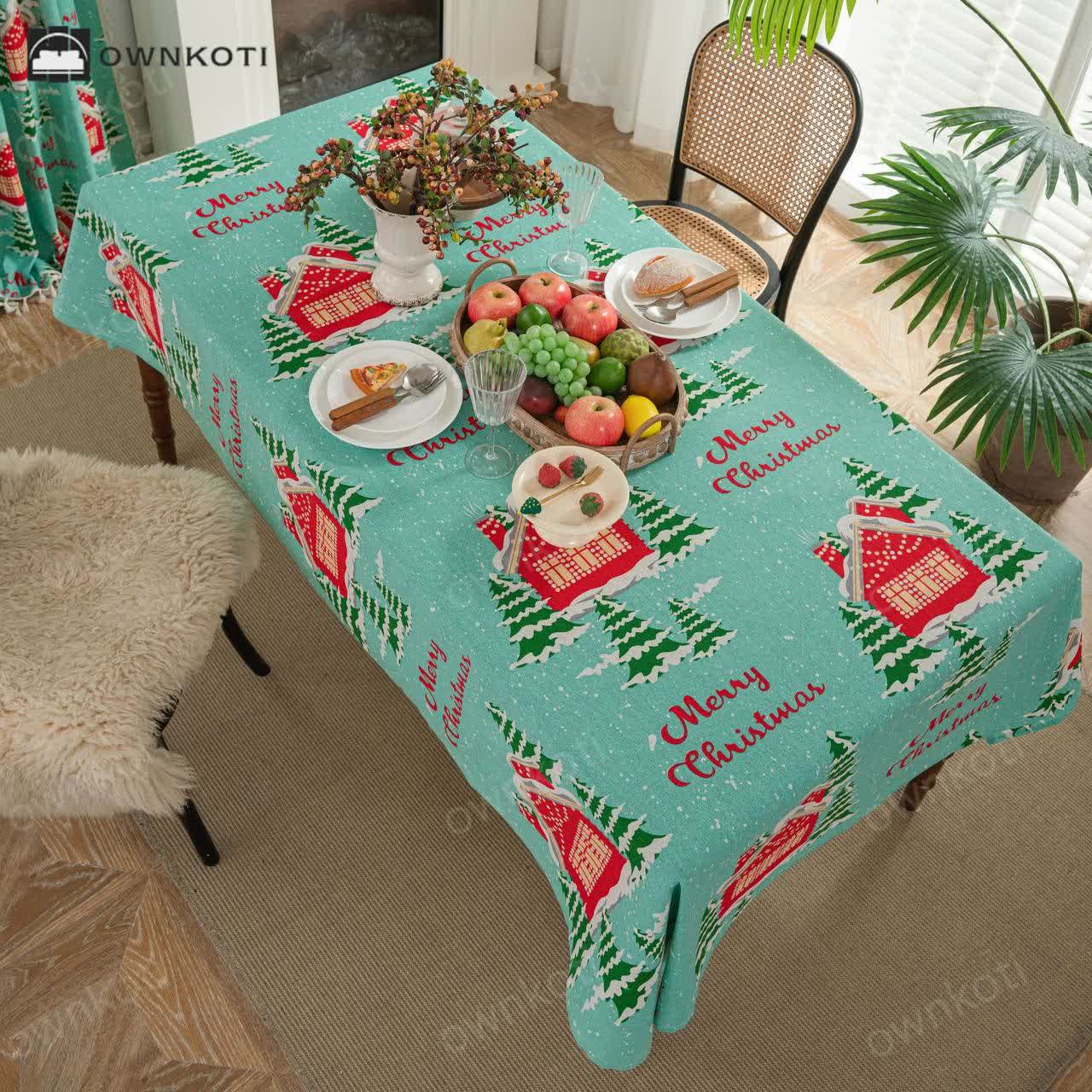 Merry Christmas Cotton Linen Tablecloth