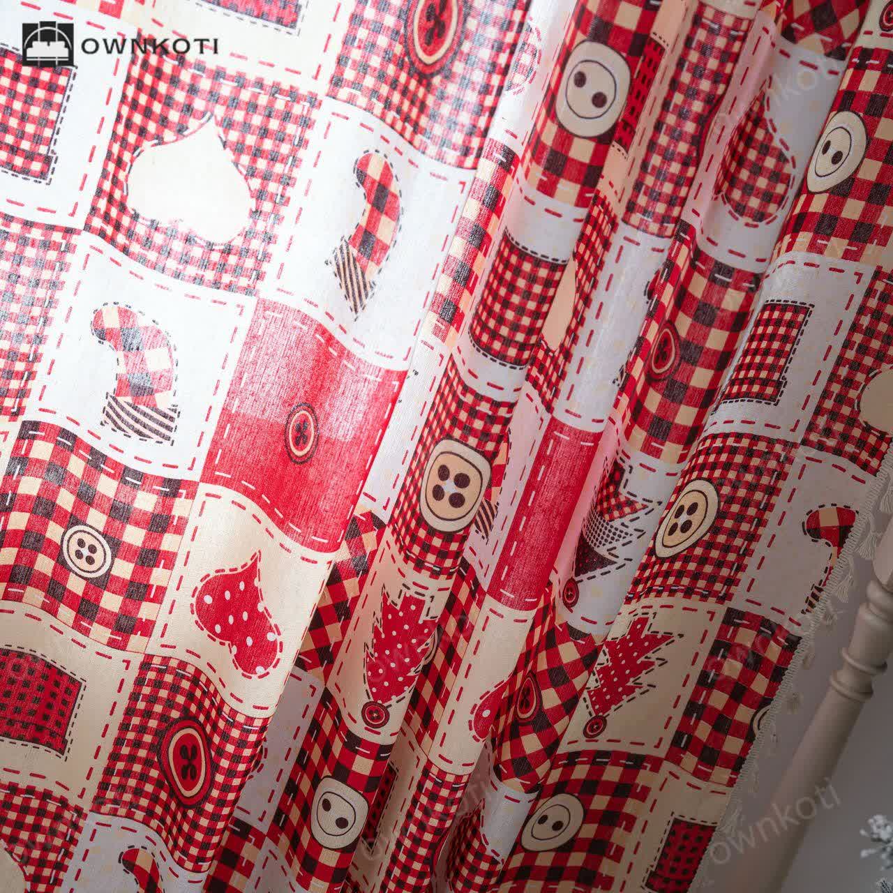 Christmas Festive Cotton Semi-shading Curtain