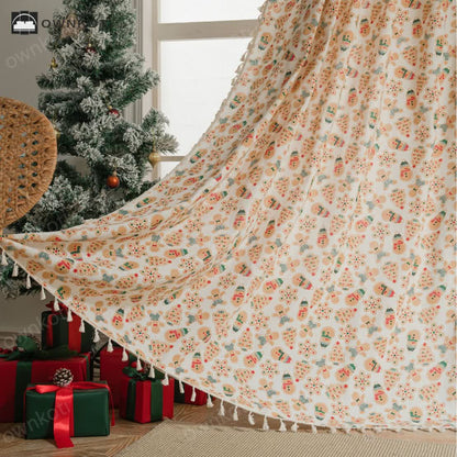 Christmas Motif Cookie Semi-shading Curtain