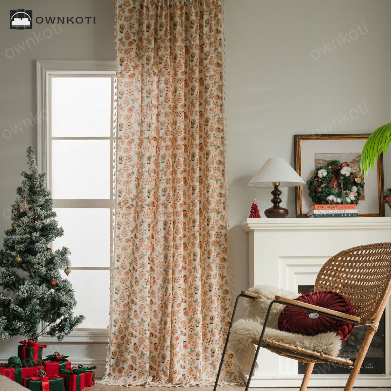 Christmas Motif Cookie Semi-shading Curtain