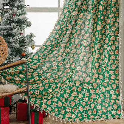 Christmas Motif Cookie Semi-shading Curtain