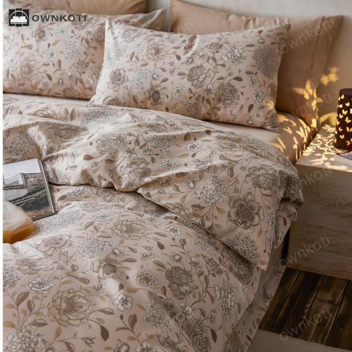 Brushed Cotton Pastoral Duvet Cover Bedding Set (4pcs)