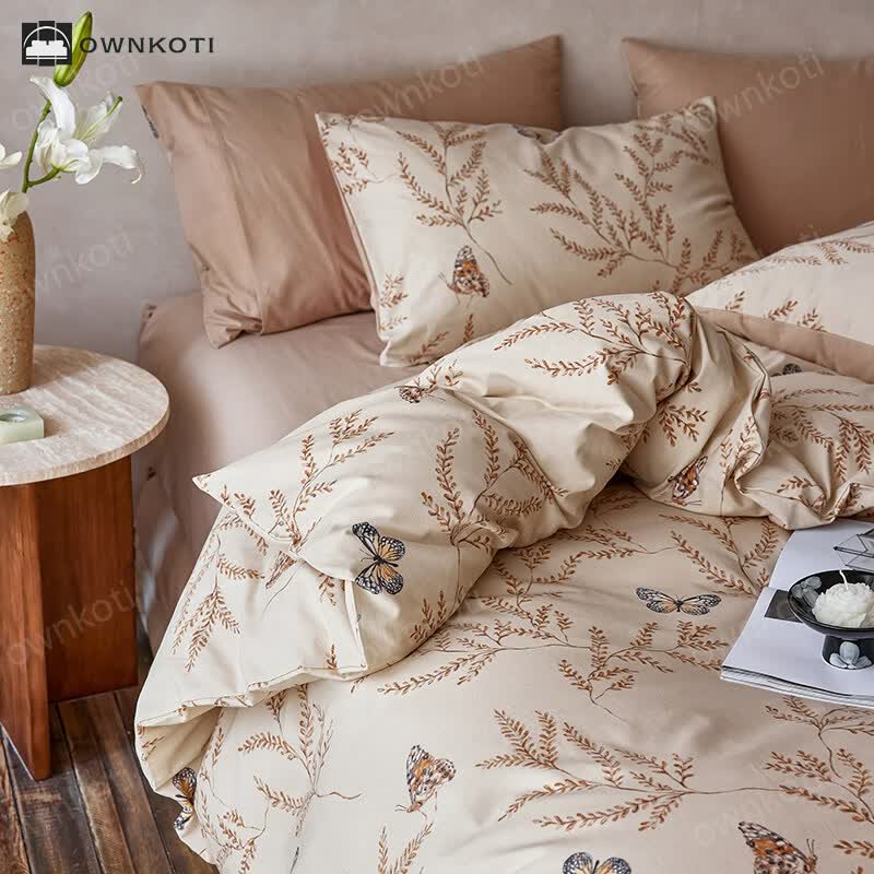 Brushed Cotton Pastoral Butterfly Bedding Set (4PCS)