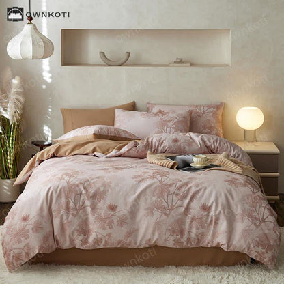 Pure Cotton Elegant Floral Warm Bedding Set (4PCS)