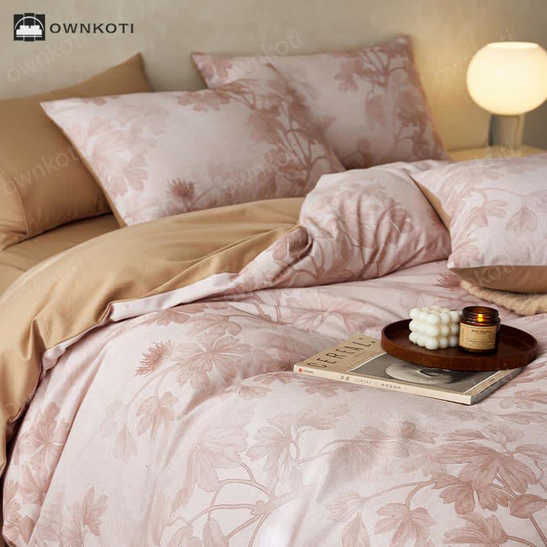 Pure Cotton Elegant Floral Warm Bedding Set (4PCS)