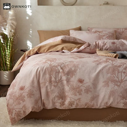 Pure Cotton Elegant Floral Warm Bedding Set (4PCS)