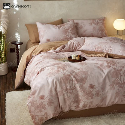 Pure Cotton Elegant Floral Warm Bedding Set (4PCS)