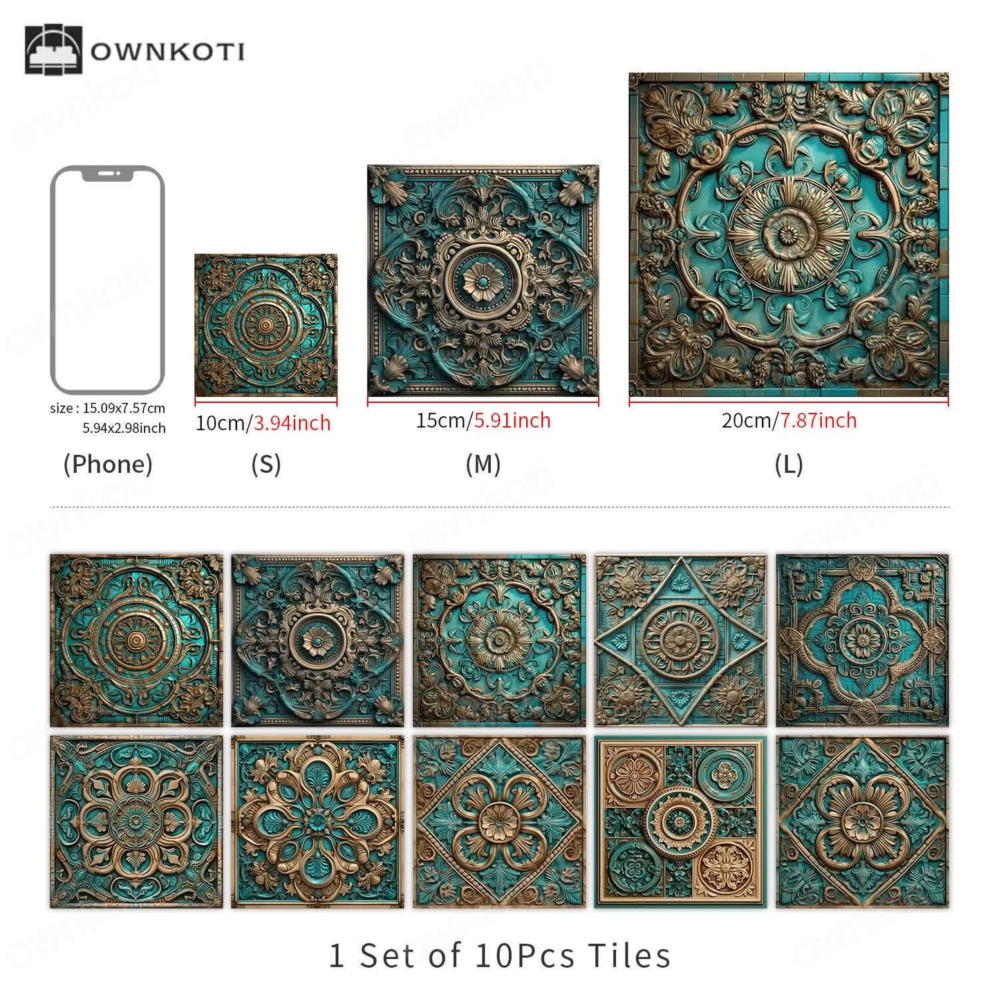 Vintage Mandala Waterproof Tile Stickers (10PCS)