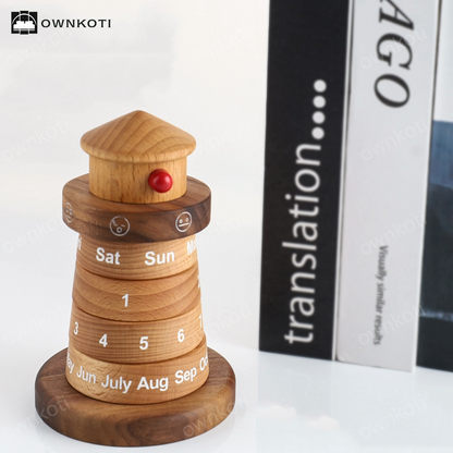 Wooden Lighthouse Desktop Calendar Ornament