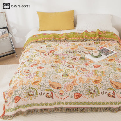 Tassel Retro Paisley Cotton Gauze Quilt