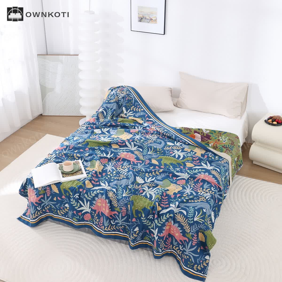 Dinosaur Forest Cotton Gauze Lightweight Quilt