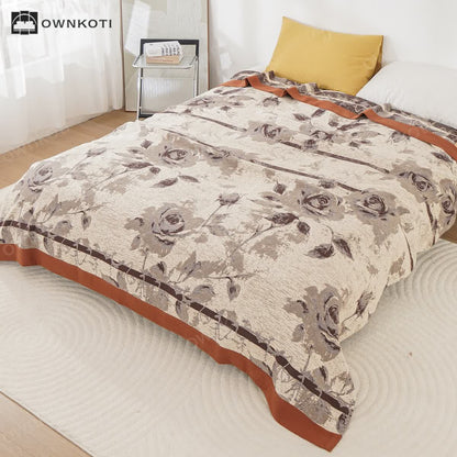 Cotton Gauze Rose Print Comfy Quilt