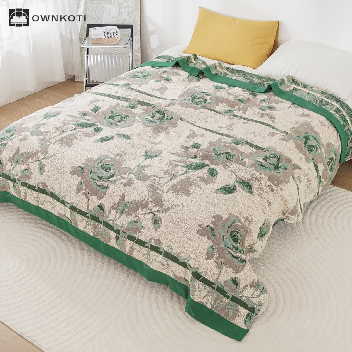 Cotton Gauze Rose Print Comfy Quilt