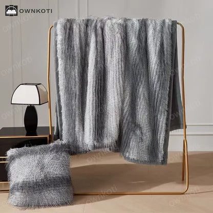 Gradient Luxurious Faux Fur Throw Blanket