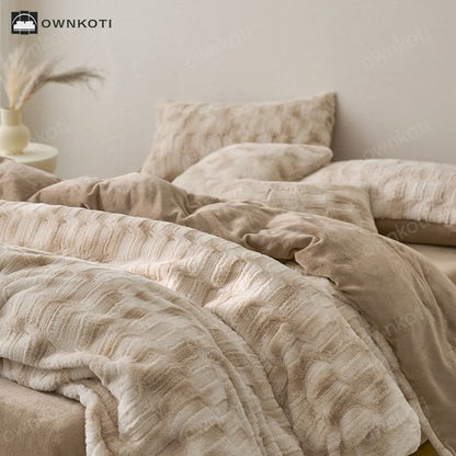 Simple Gradient Soft Velvet Bedding Set(4PCS)