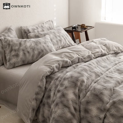 Simple Gradient Soft Velvet Bedding Set(4PCS)