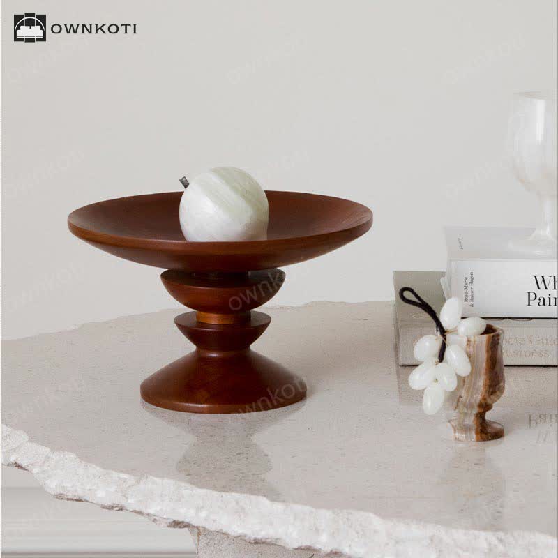 Wood Pedestal Stand Serving Tray