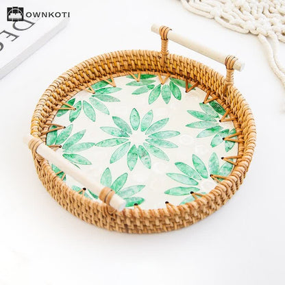 Rattan Woven Tray Snack Storage Basket