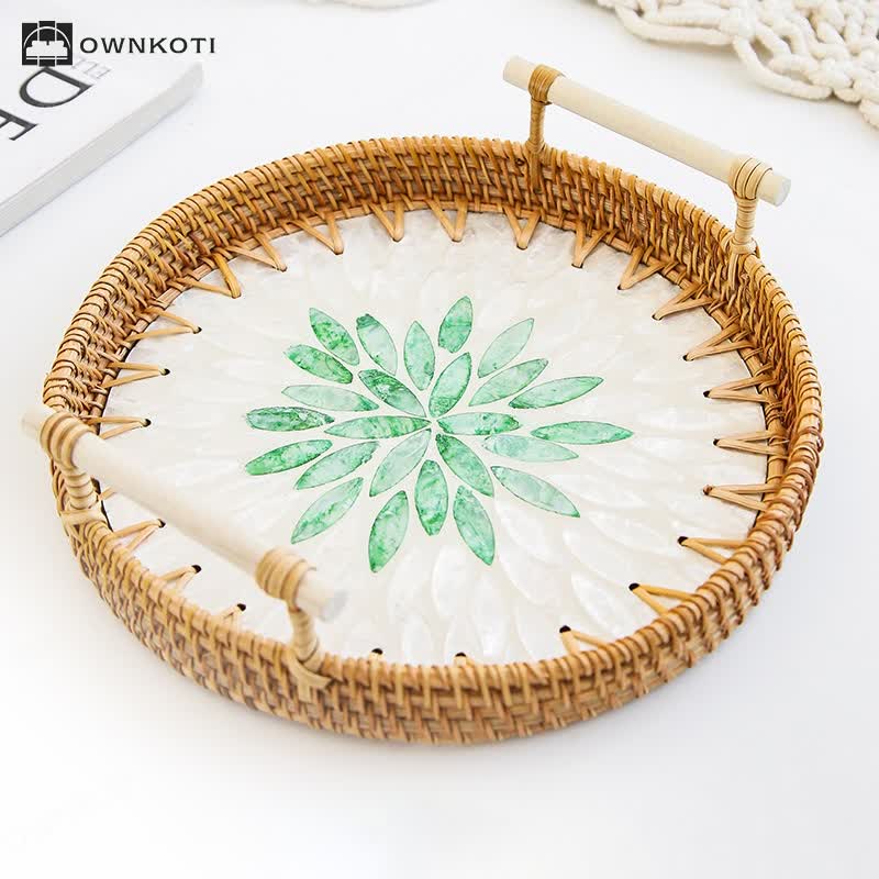 Rattan Woven Tray Snack Storage Basket